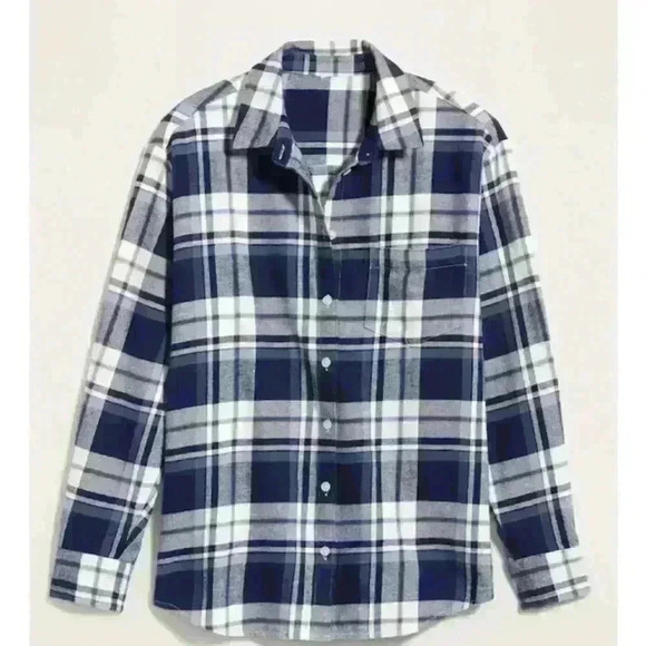 Old Navy Oversized Plaid Flannel Boyfriend Tunic - Picture 1 of 4